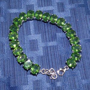 52.46CTS FERN GREEN QUARTZ 8MM X 10MM STERLING SILVER BRACELET LE 70